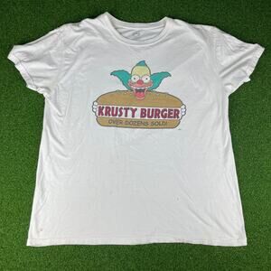 Y2K The Simpsons Krusty Burger Over Dozens Sold Graphic White T-Shirt Sz XL